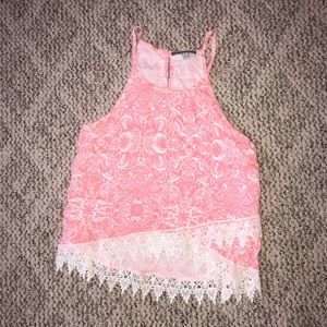 Pink and White Paisley Crop Top